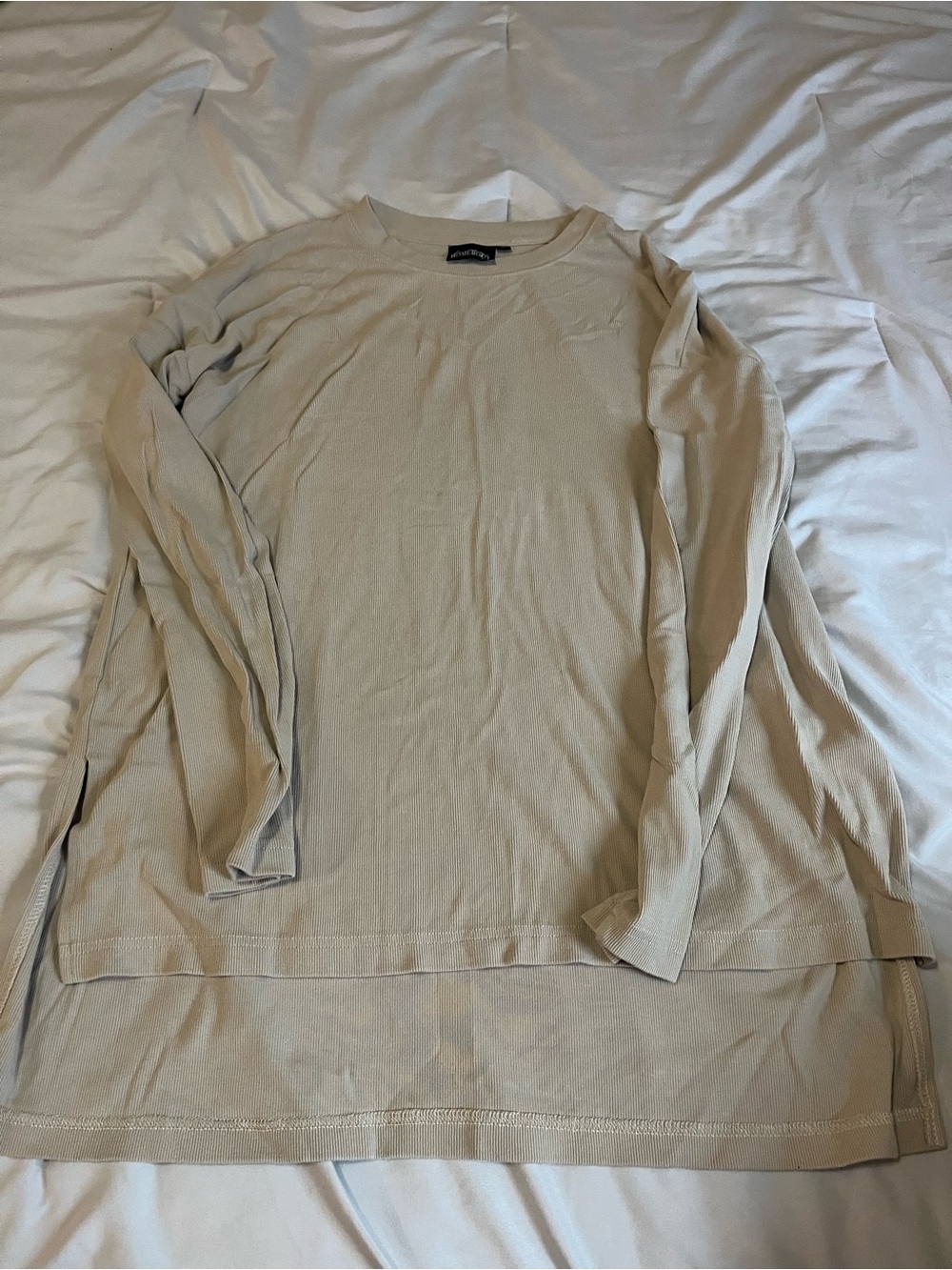 Fancy Homebody Beige Ribbed Tunic Set-Large - Picture 3 of 6